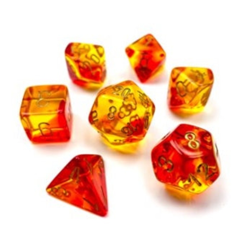 Chessex Gemini Translucent Red-Yellow/gold 7-Die Set CHX26468