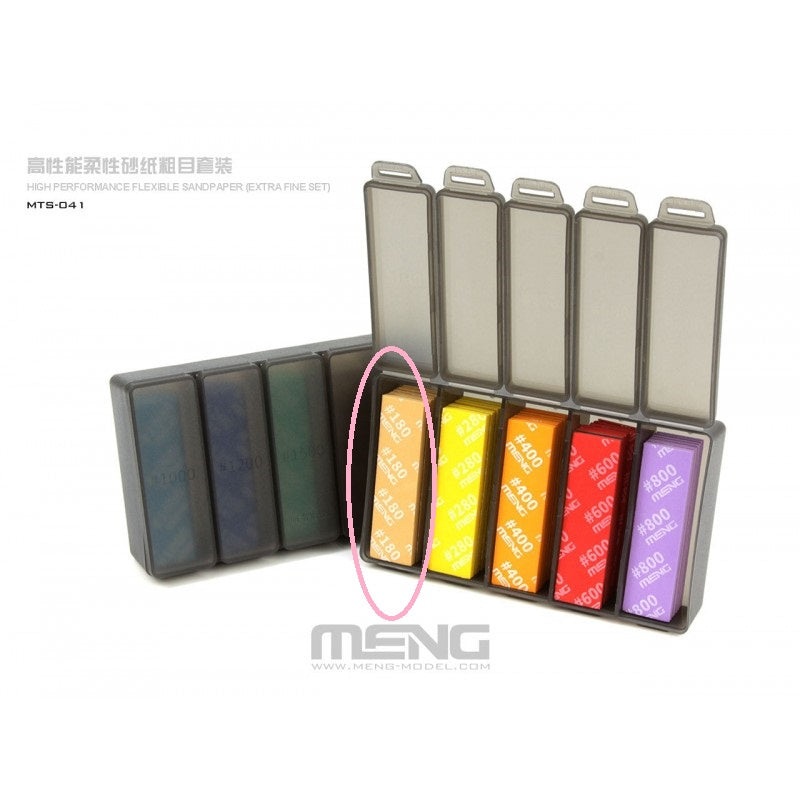 Meng High Performance Flexible Sandpaper, Fine Set Refills – Assorted Grits: 180, 280, 400, 600, 800