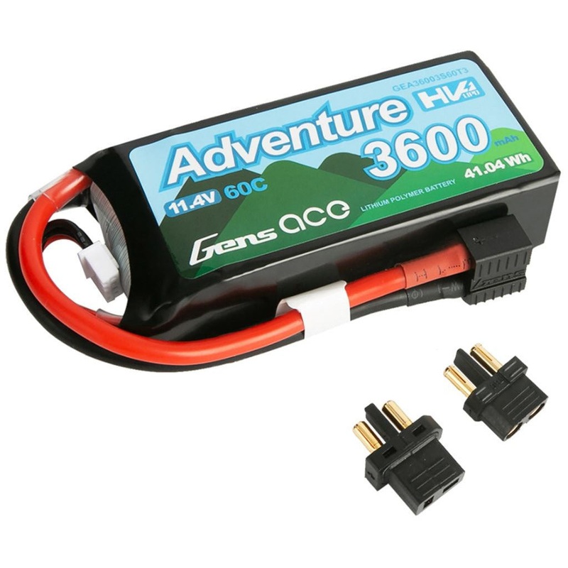 Gens Ace – 1143 – Adventure High Voltage 3600mAh 11.4V 60C LiPo Battery – Deans And XT60 Adapter 90x42x25mm