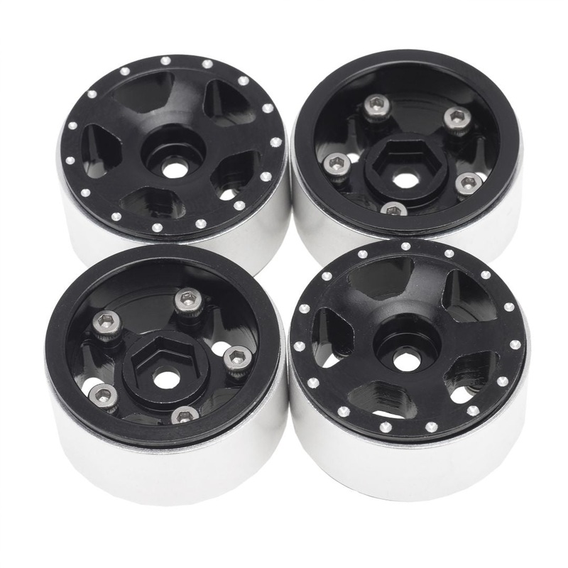 Wheels (4): 1.0 Beadlock Black CNC Aluminum – HDTSCX24-33B