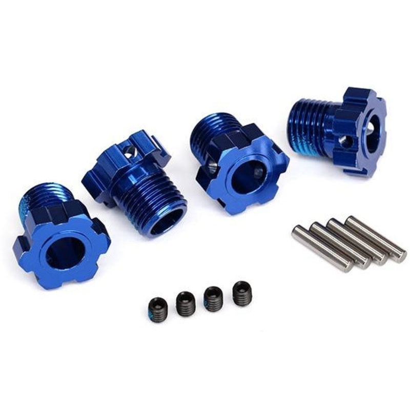 TRA8654 Wheel hubs, splined, 17mm (blue-anodized) (4)/ 4×5 GS (4), 3x14mm pin (4)