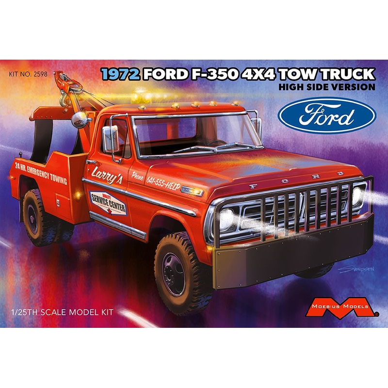 1972 Ford F-350 Wrecker 4×4 High Side 1/25 Model Kit #2598 by Moebius