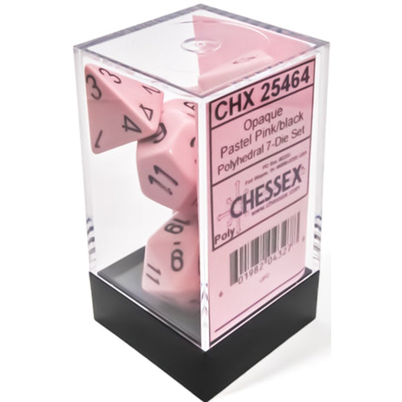 Chessex Opaque 7-Die Set Pastel Pink/Black CHX25464