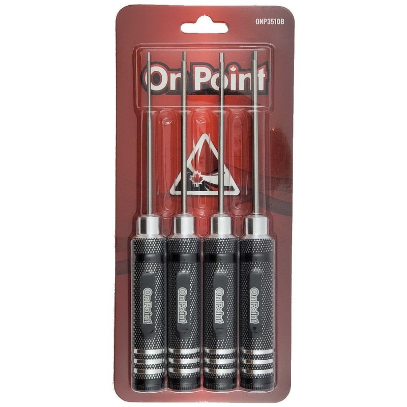 On Point Hex Screwdrivers (4) Size: 1.5, 2.0, 2.5, 3.0mm – Black