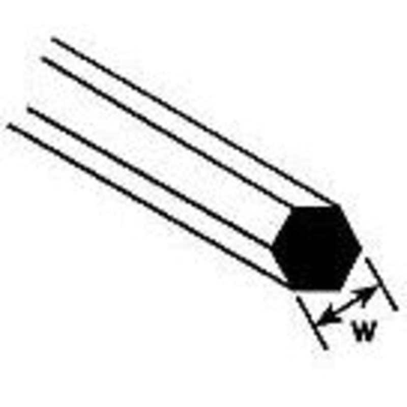 Plastruct 0.125/3.2mm Syrene Hex Rod (10 pcs) PLA90877