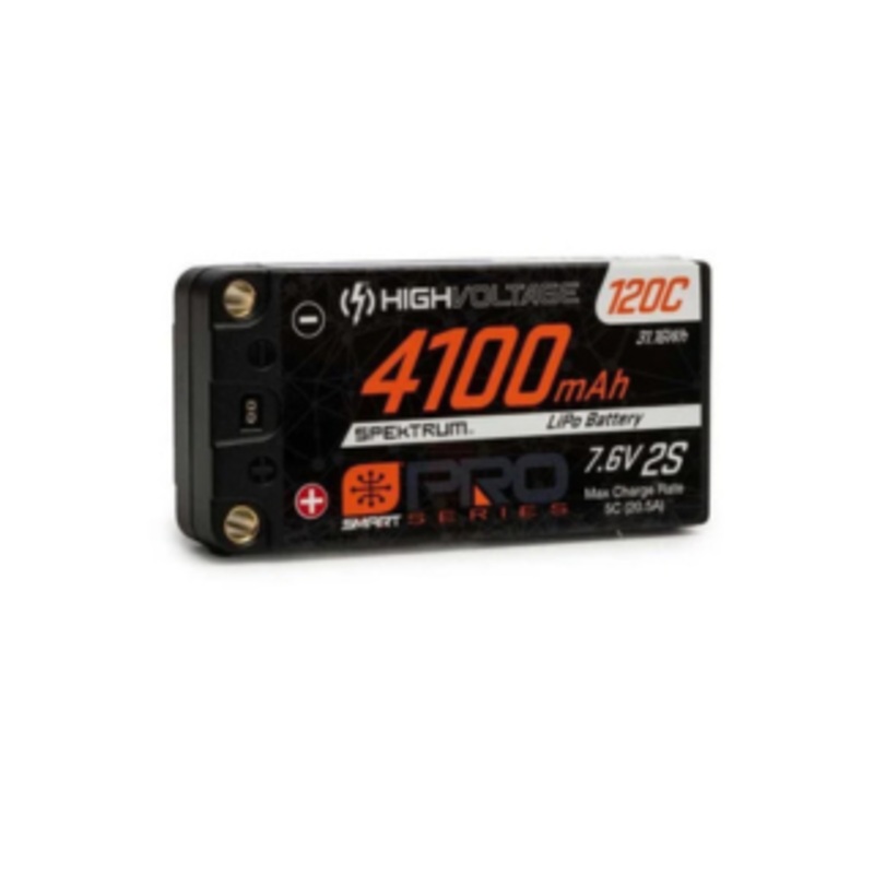 Spektrum RC 2S Hard Case LiPo 120C Shorty LiPo Battery (7.6V/4100mAh) w/5mm Bullets – SPMX412S120HT