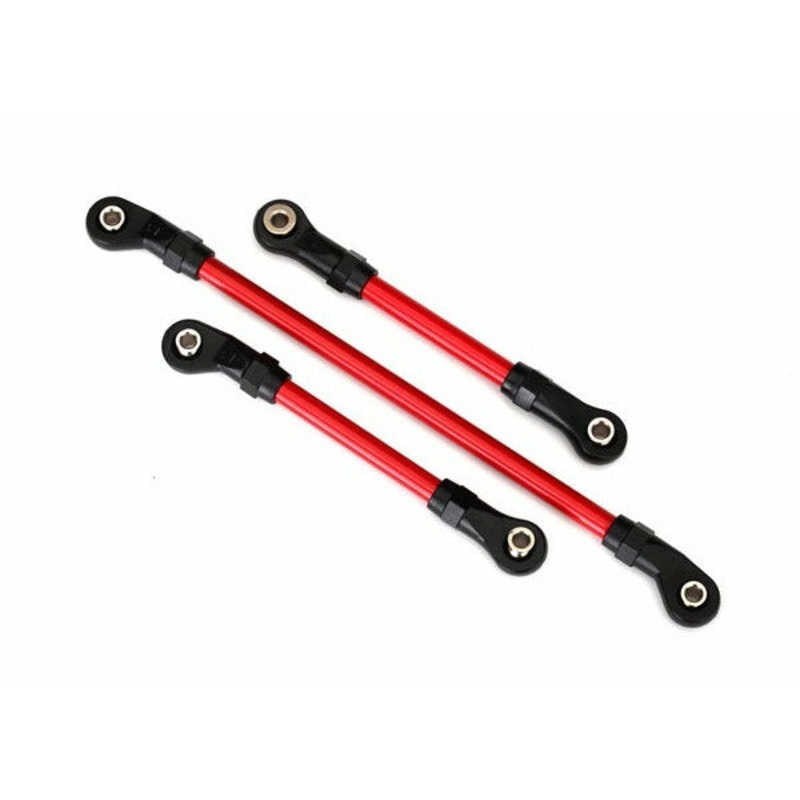 Traxxas Steering link, 5x117mm (1)/ draglink, 5x60mm (1)/ panhard link, 5x63mm (red powder coated steel) (assembled with hollow balls) (for use with #8140R TRX-4 Long Arm Lift Kit) – TRA8146R