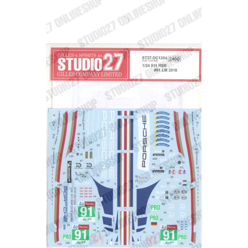 [ Back-order ] STUDIO27 DC1254 1:24 911 RSR #91 LM 2018 for NuNu [Original Decals]