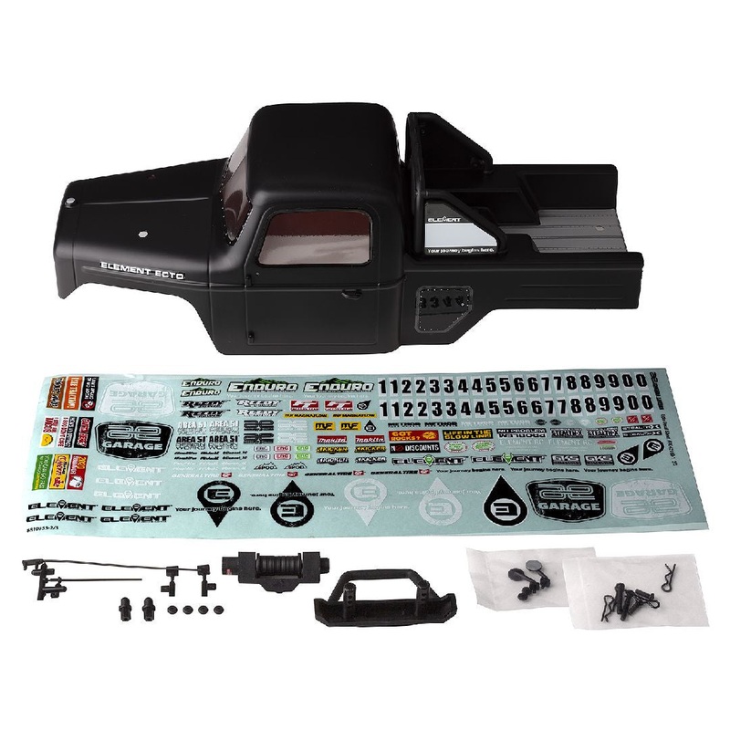Element RC Enduro Ecto Pre-Painted Body Set (Black) (Scratch ‘N Weather) – ASC42179