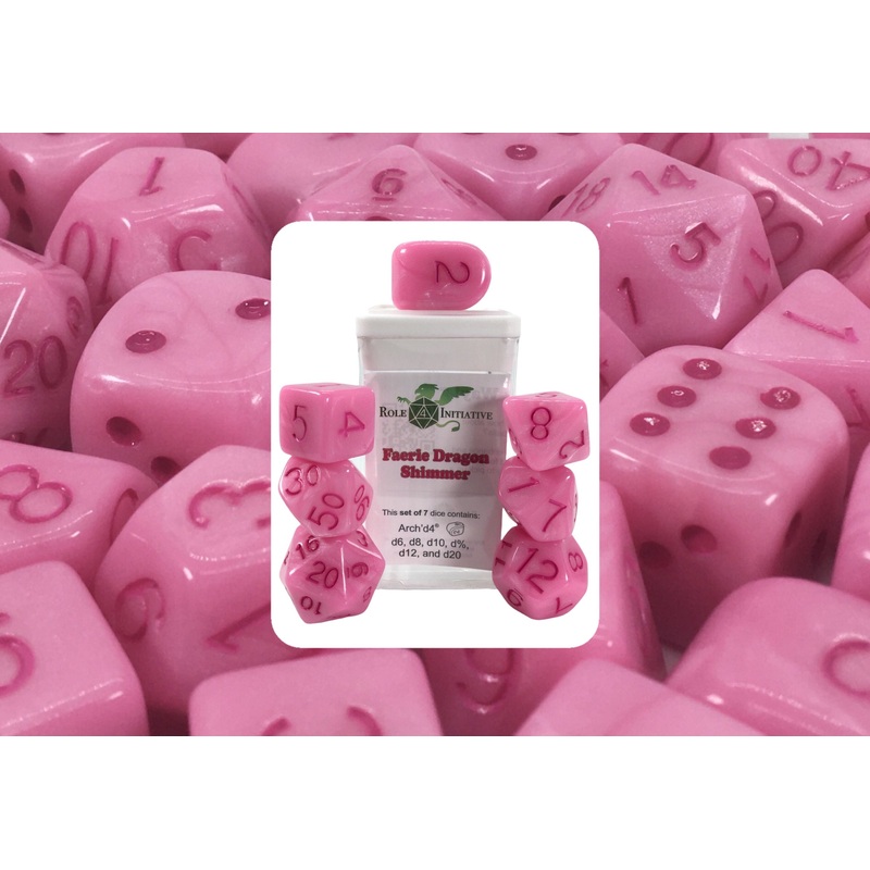 Role 4 Initiative Set of 7 Dice: Faerie Dragon Shimmer Arch’d