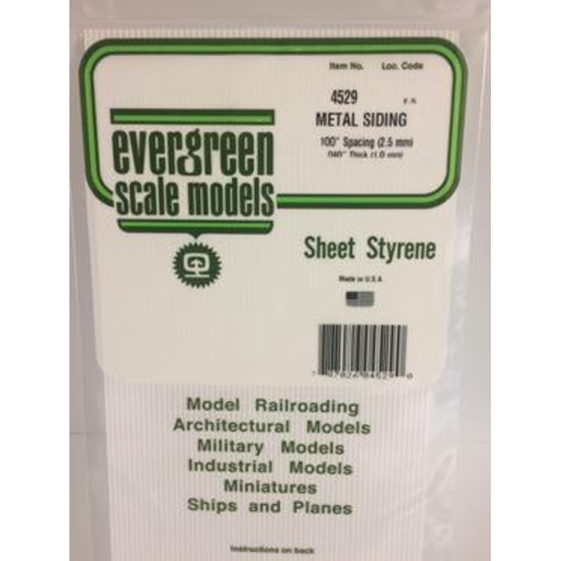 Evergreen #4529 – .100 Opaque White Polystyrene Corrugated Siding
