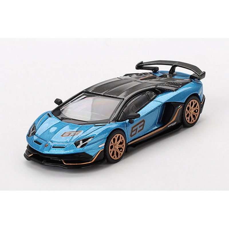 [ Back-order ] TSM MINI-GT MGT00784-R 1:64 Lamborghini Aventador SVJ 63 Blue Aegir RHD model car