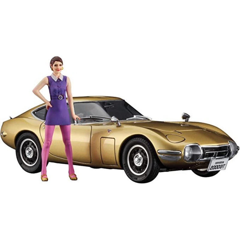 Toyota 2000GT Gold w/60’s Girl’s Figure 1/24 Model Car Kit #52333 by Hasegawa
