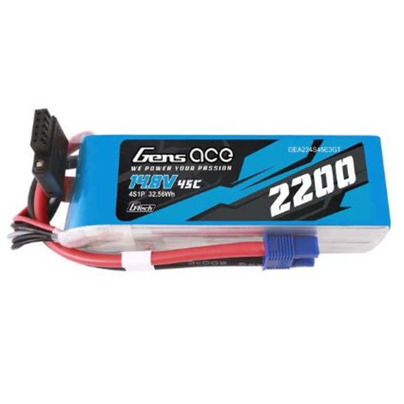 Gens Ace G-Tech Smart 4S LiPo Battery 45C (14.8V/2200mAh) w/EC3 Connector – GEA224S45E3GT