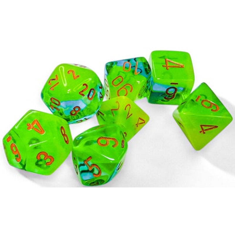 Chessex Gemini 7-Die Set Plasma Green-Teal/Orange Luminary CHX26470