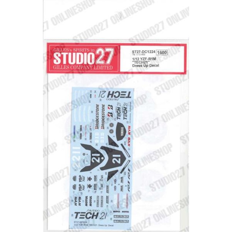 [ Back-order ] STUDIO27 DC1224 1:12 YZF-R1M TECH21 Dress Up Decal for TAMIYA Original Decals