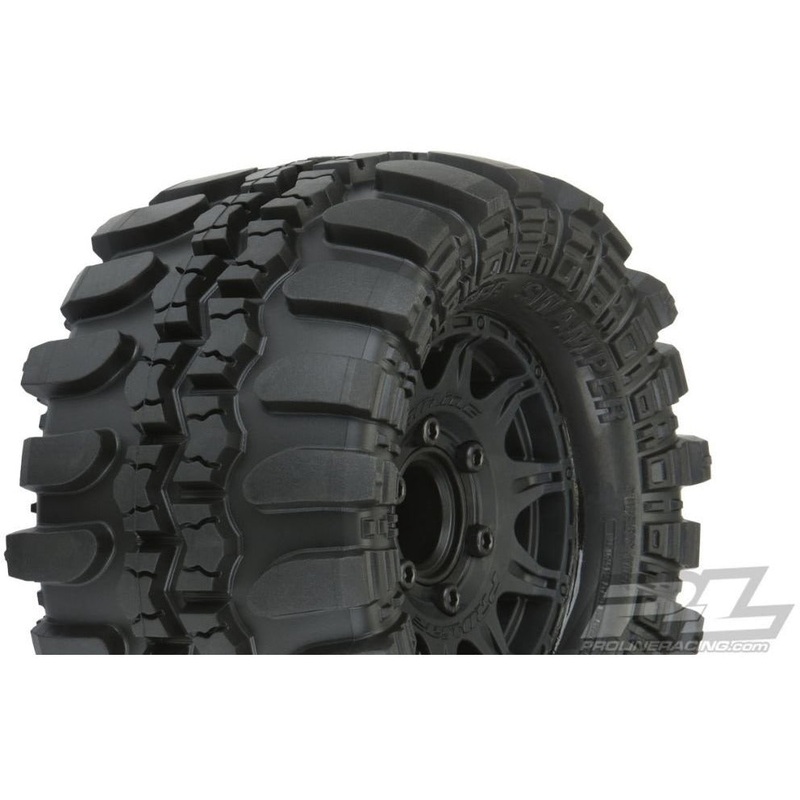 PRO10110-10 Pro-Line Interco TSL SX Super Swamper 2.8 All Terrain Tires Mounted on Raid Black 6×30 Removable Hex Wheels (2) for Stampede/Rustler 2wd & 4wd Front and Rear