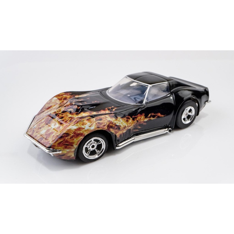AFX 1968 Corvette 427 Black/Flame HO Scale Slot Car