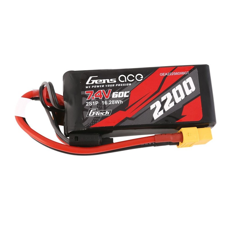 Gens Ace 2S G-Tech Smart LiPo Battery 60C (7.4V/2200mAh) w/XT-60 Connector – GEA222S60X6GT