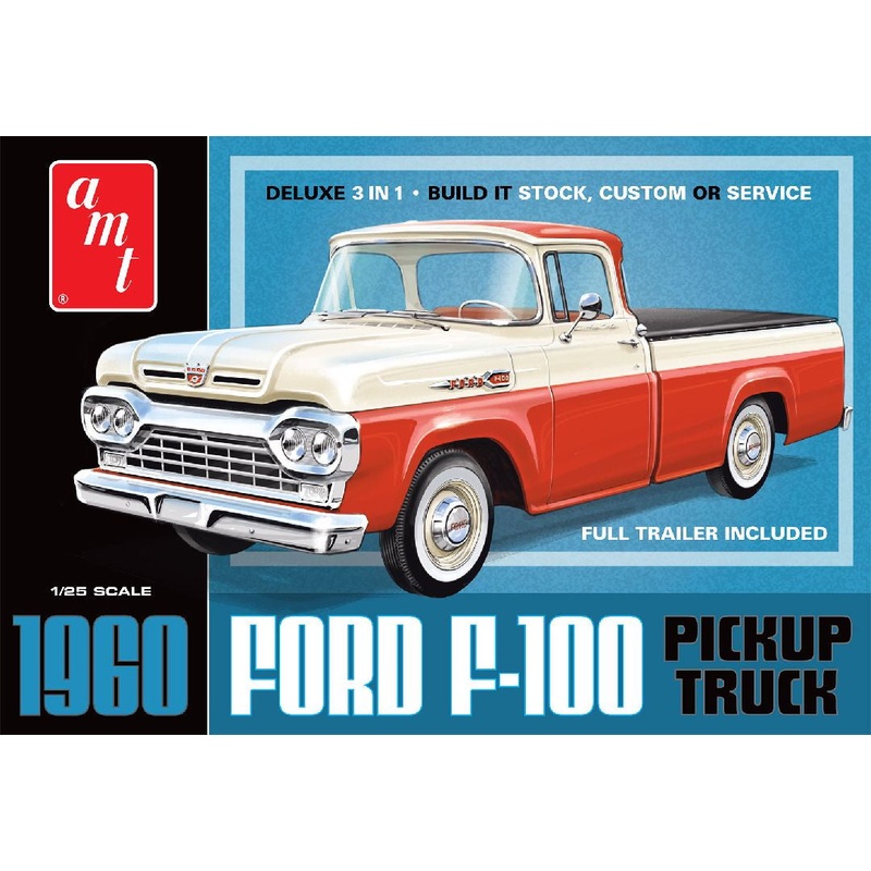 1960 Ford F-100 Pickup With Trailer (New Tooling) 1/25 #1407 by AMT
