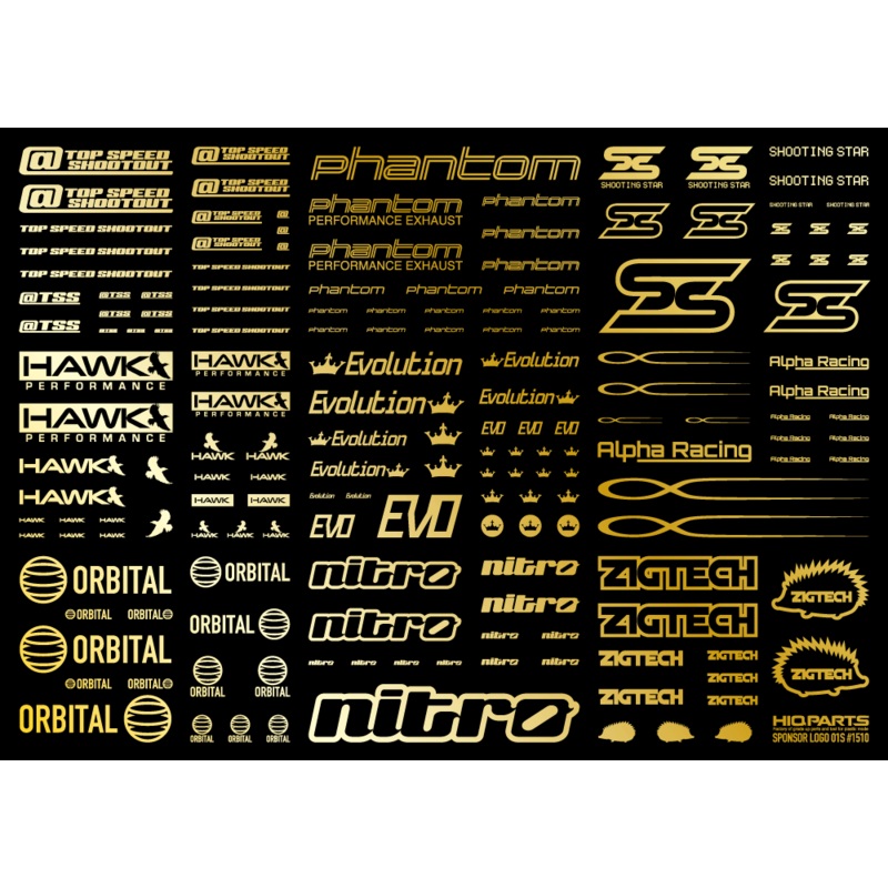HiQ Parts Sponsor Logo Decal 01S Gold (1pc)