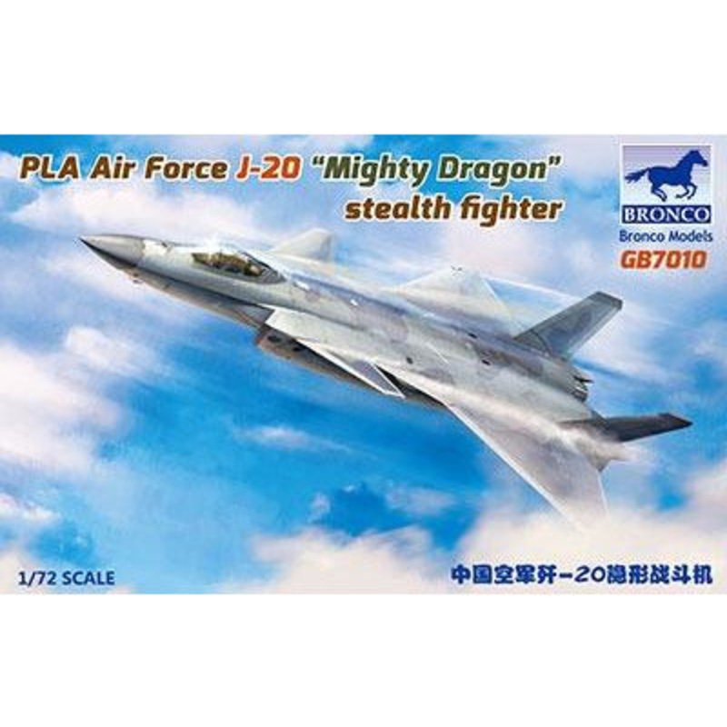 PLA Air Force J-20 Mighty Dragone Stealth Fighter 1/72 #GB7010 by Bronco
