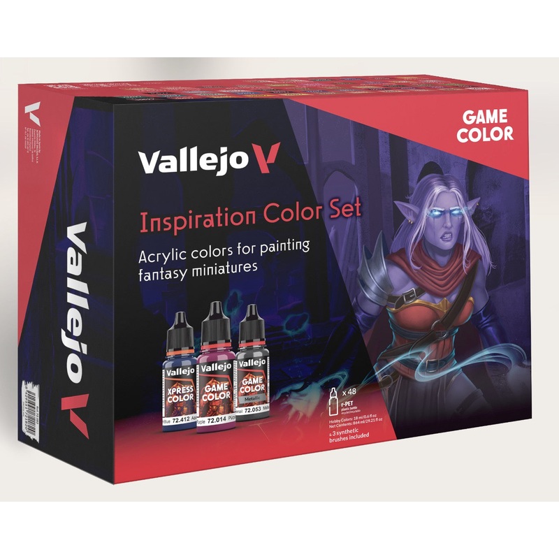 VAL72182 Inspiration Game Color and Brush Set 48 Pieces