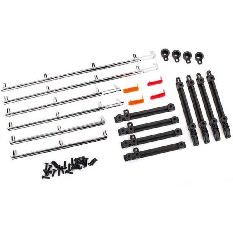 Traxxas Side trim, left & right (chrome)/ retainers/ LED lens/ 2.6×8 BCS (24) TRA8076
