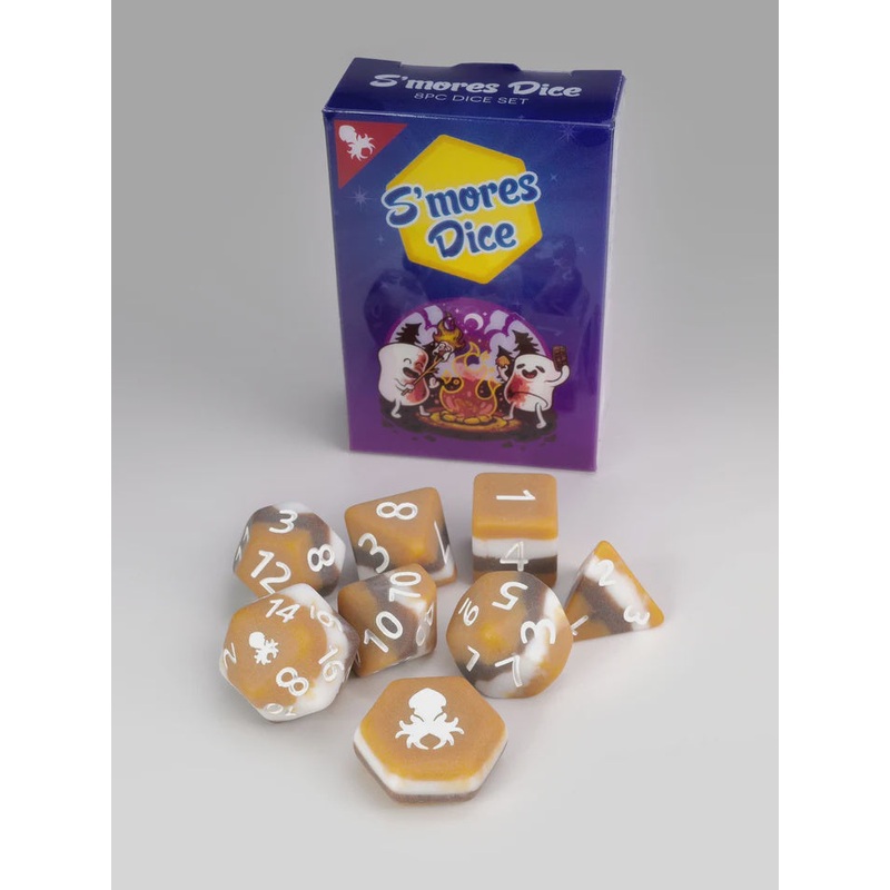 Kraken Mini S’Mores 8pc Dice Set Inked in White
