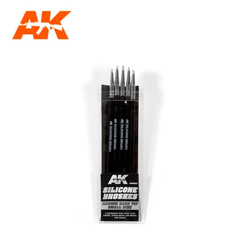 AK Interactive Silicone Brushes Medium Hard Tip, Small – 5Pk #AK-9085