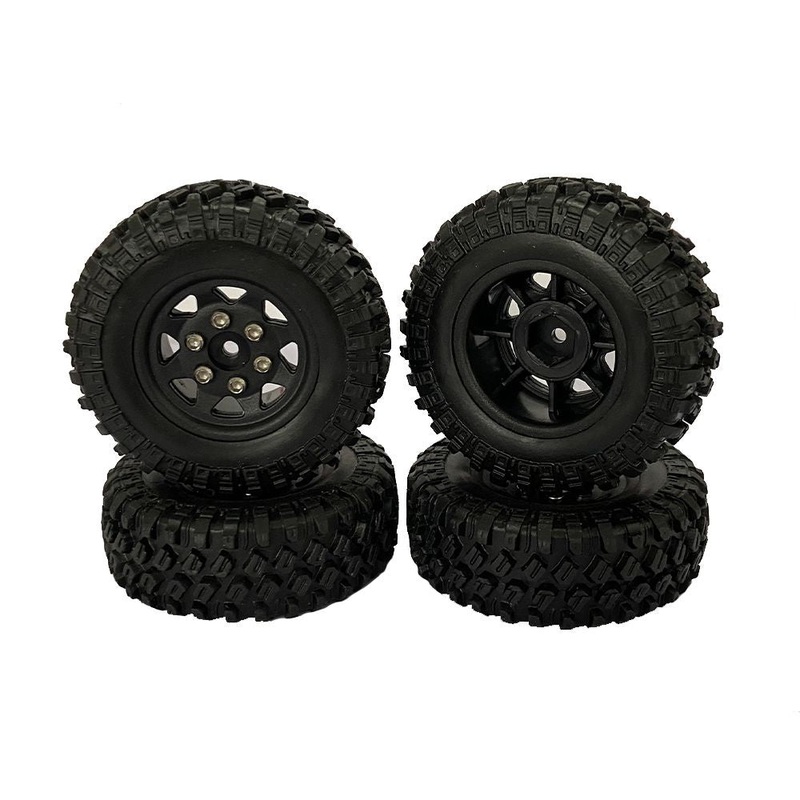 Hobby Details Tires Mounted (4): 1.0” Black Plastic – HDTSCX24-34