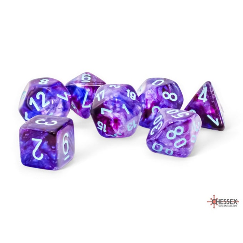 Chessex Nebula 7-Die Set Mega-Hedral Nocturnal/Turquoise Luminary CHX22557