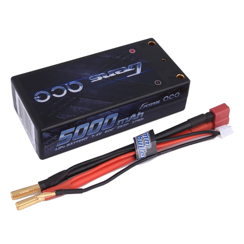Gens Ace – 215 – 5000mAh 2S2P 7.4V 60C LiPo Deans Plug Hard Case Shorty 95x46x25mm