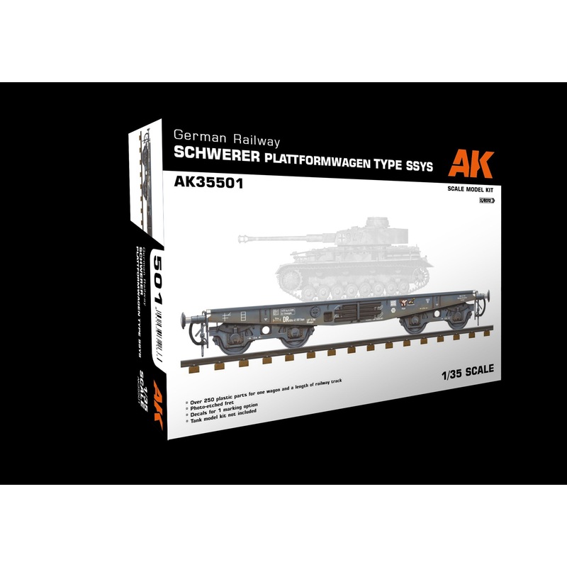 German Railway Schwerer Plattformwagen Type SSYS 1/35 #35501 by AK Interactive