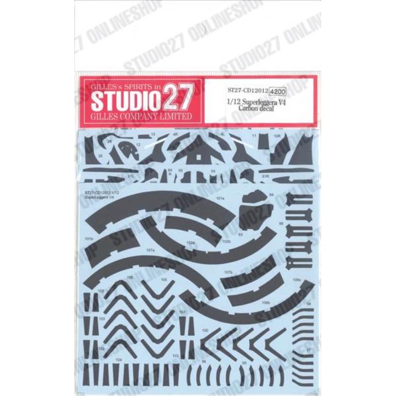 [ Back-order ] STUDIO27 CD12012 1:12 Superleggera V4 Carbon decal for TAMIYA [Carbon Decals]