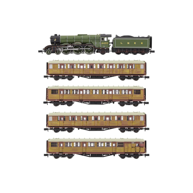Train set steam locomotive A3 Flying Scotsman with passenger carriage 5-piece