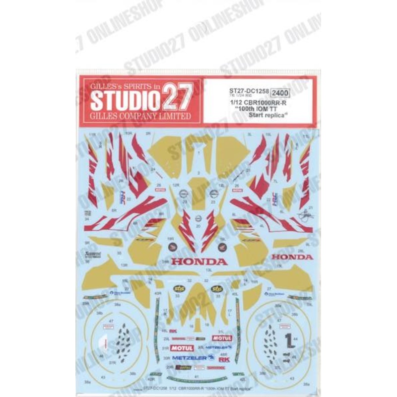 [ Back-order ] STUDIO27 DC1258 1:12 CBR1000RR-R 100th IOM TT Start replica for TAMIYA Original Decals
