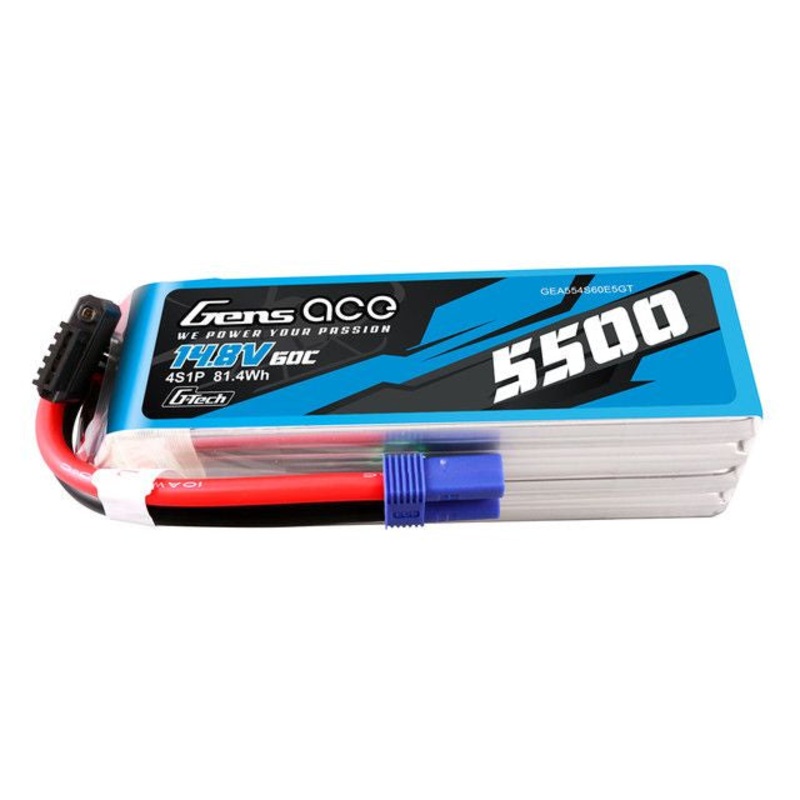 Gens Ace G-Tech 5500mAh 14.8V 4S1P 60C LiPo Pack With EC5 Plug – GEA554S60E5GT