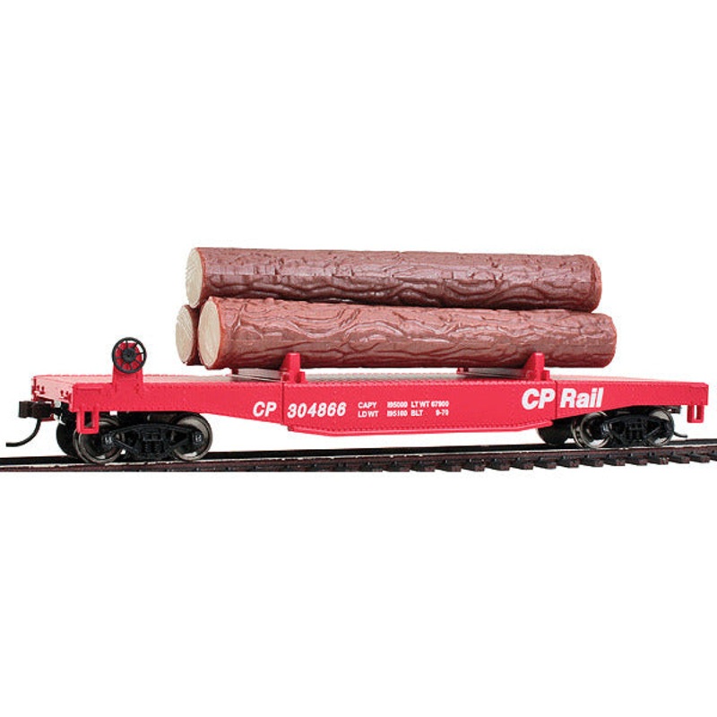 Log Dump Car with 3 Logs – Ready to Run WalthersTrainline #1771