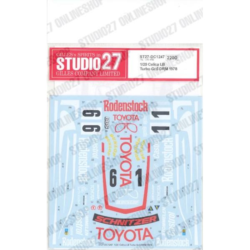 [ Back-order ] Studio27 DC1247 1:20 Celica LB Turbo Gr.5 DRM 1978 for T Original Decals