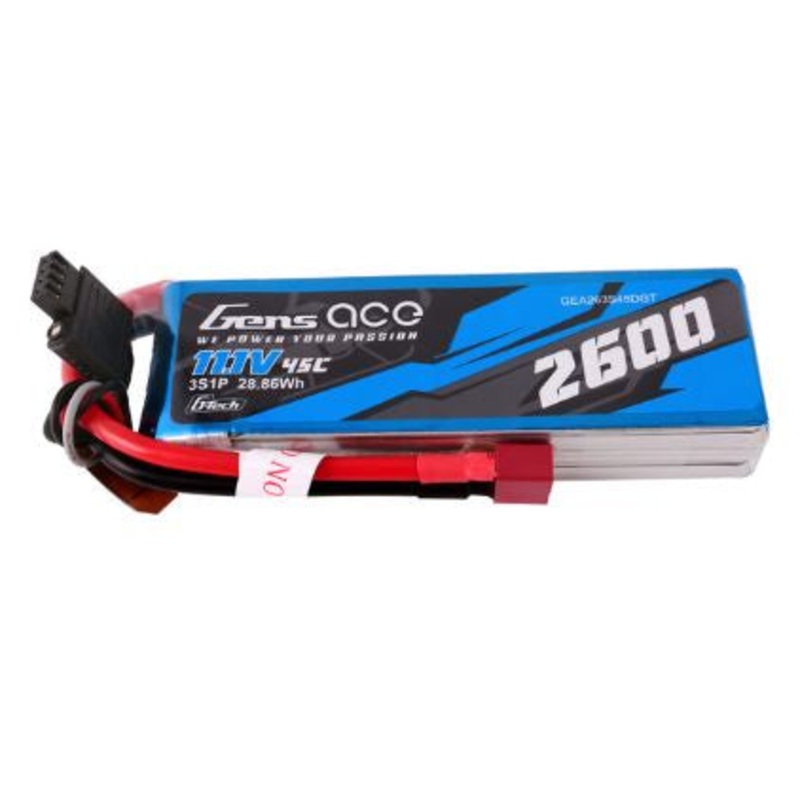 Gens Ace G-Tech Smart 3S LiPo Battery 45C (11.1V/2600mAh) w/Deans Connector – GEA263S45DGT