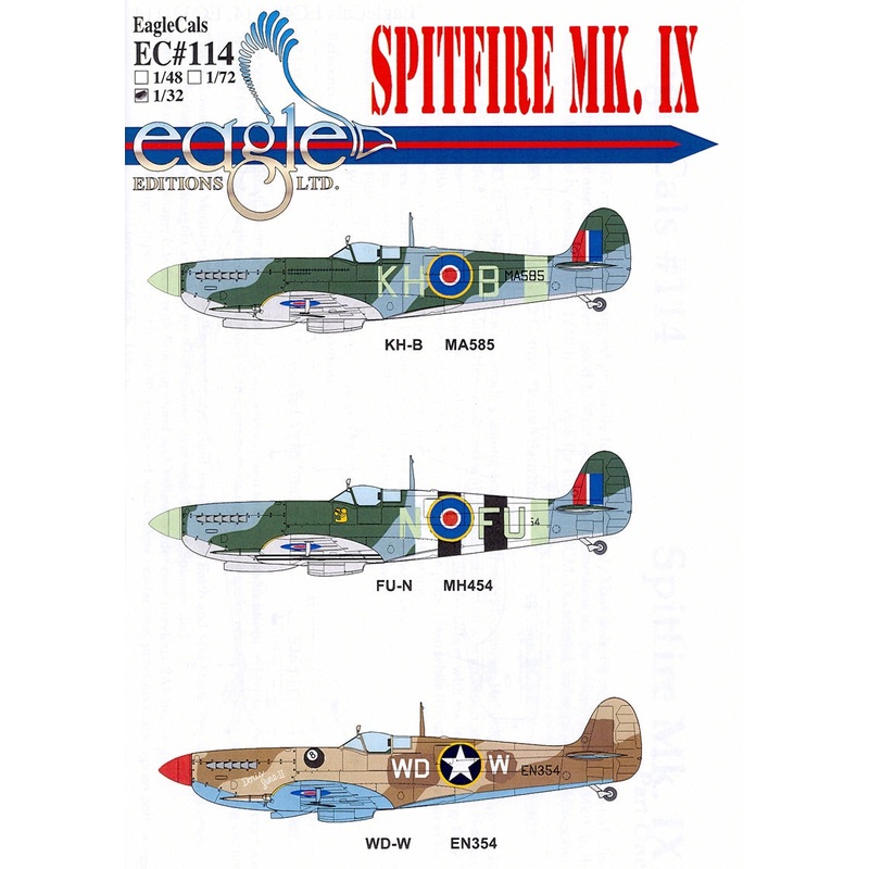 Eagle Editions Decal Set 1/32 Spitfire Mk. IX Part 1 – EC114-32