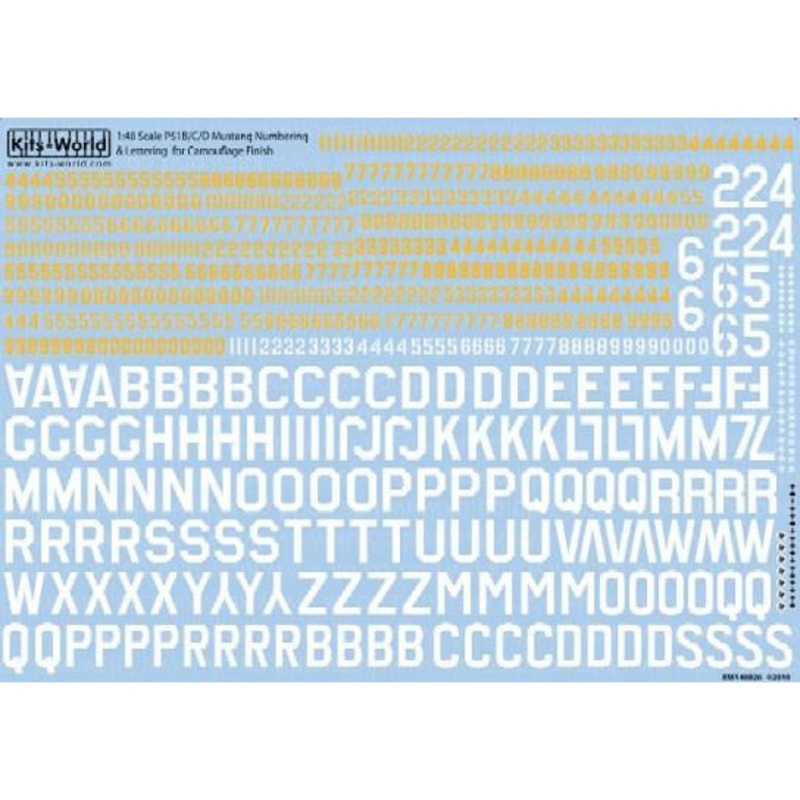 1/48 P51 Lettering, Numbers, Kill Markings for Camouflage Finish