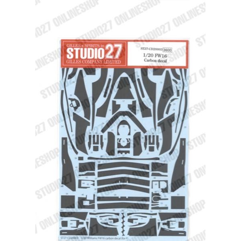 [ Back-order ] STUDIO27 CD20003 1:20 FW16 Carbon decal for FUJIMI#090580 [Carbon Decal]