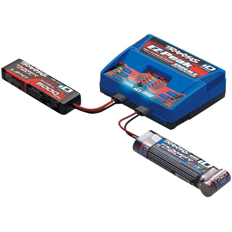 Traxxas EZ-Peak Dual Multi-Chemistry Battery Charger (TRA2972) with 2x 5000mAh 11.1V 3Cell 25C Lipo Batteries (TRA2872X) – TRA2990