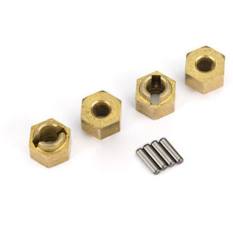 Wheel Hubs and Axle Pins(4): 7mm Hex – Brass TRA9750X