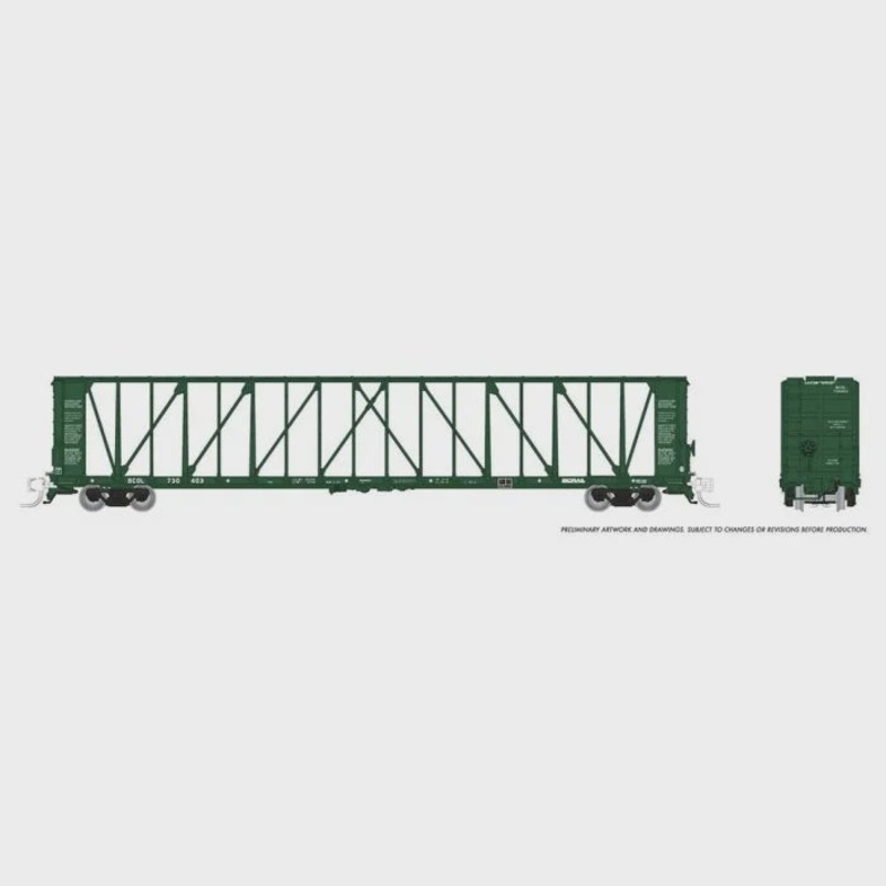 Rapido N NSC Centerbeam Flatcar: BC Rail – Green: Single Car #562001A