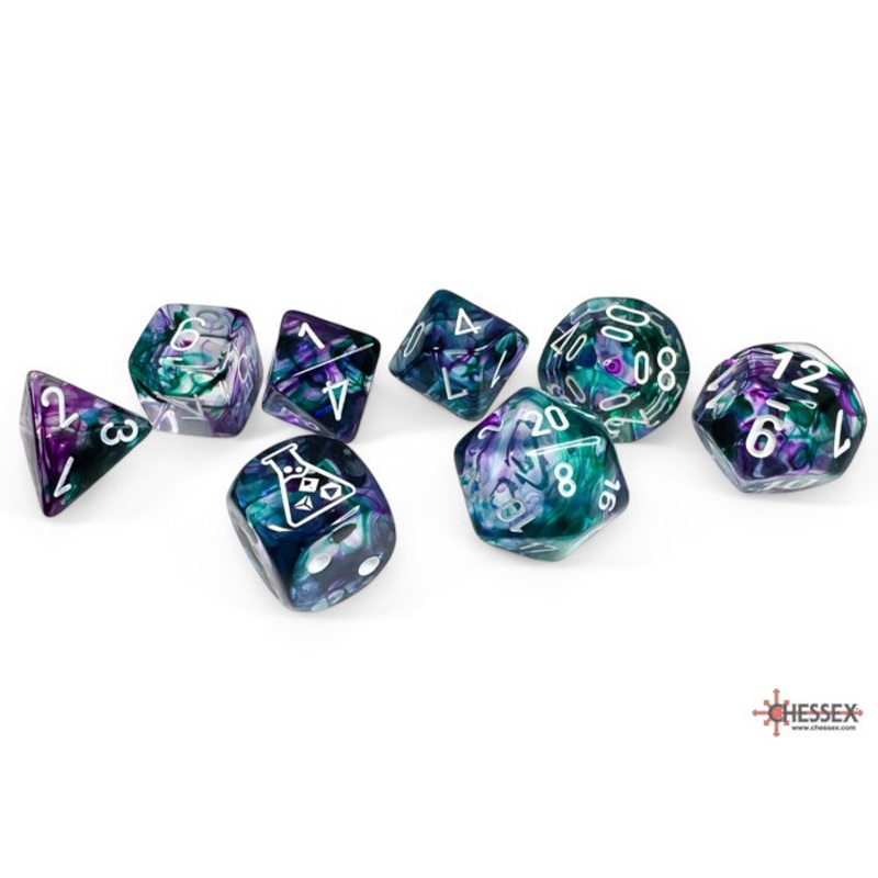 Chessex Nebula 7-Die Set Polyhedral Fluorite/White (With Bonus Die) CHX30068