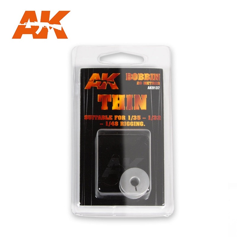 AK Interactive Elastic Rigging Bobbin Thin for 1:35 / 1:32 / 1:45 – 20m / 66ft – AK-9137
