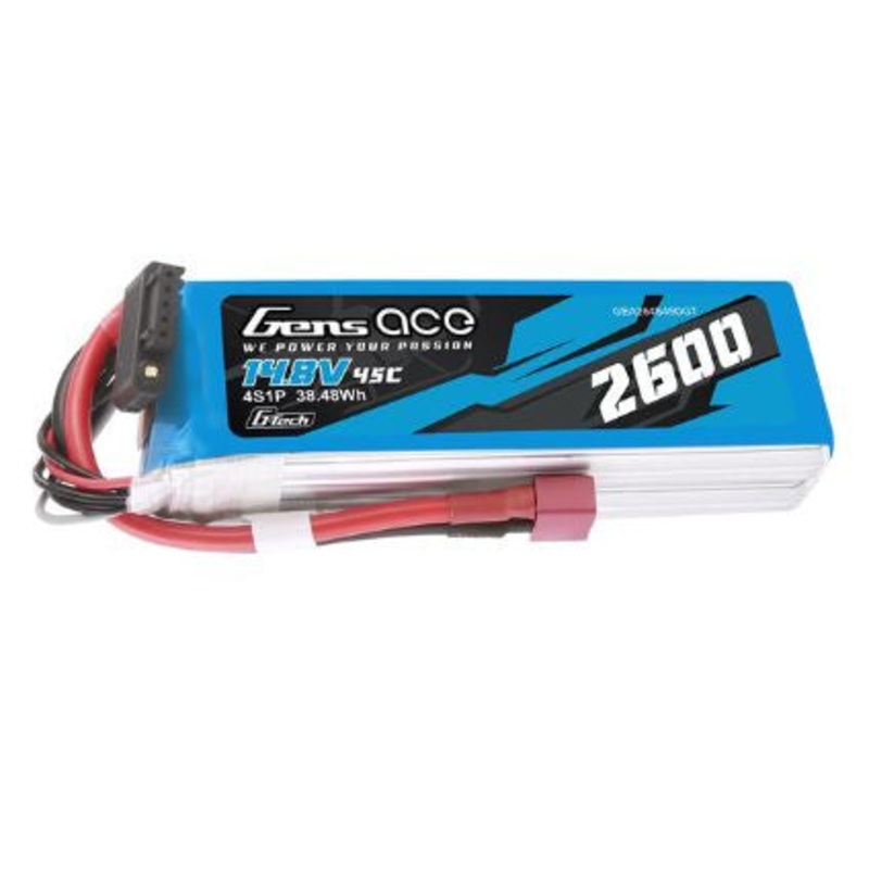 Gens Ace G-Tech Smart 4S LiPo Battery 45C (14.8V/2600mAh) w/T-Style Connector – GEA264S45DGT